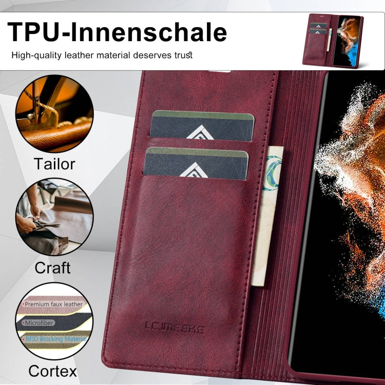 For Samsung Galaxy S23 5G LC.IMEEKE RFID Anti-theft Leather Phone Case