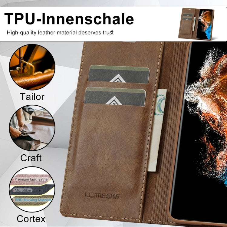 For Samsung Galaxy S23 5G LC.IMEEKE RFID Anti-theft Leather Phone Case