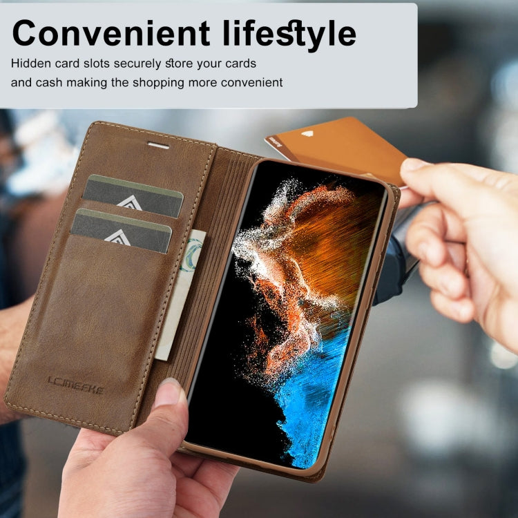 For Samsung Galaxy S23 5G LC.IMEEKE RFID Anti-theft Leather Phone Case
