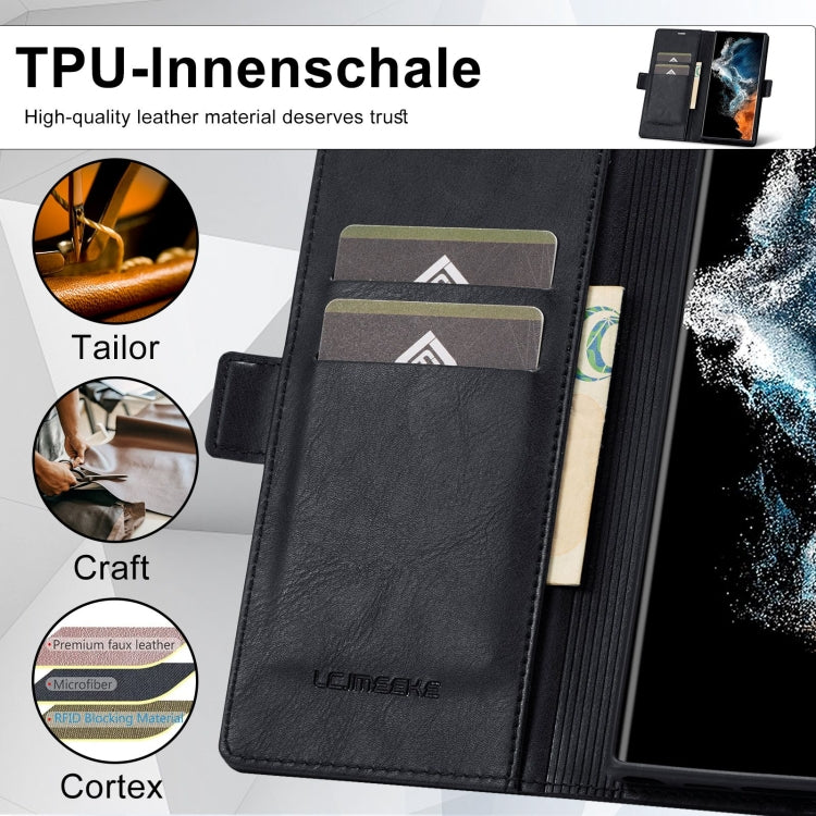 For Samsung Galaxy S23 Ultra 5G LC.IMEEKE RFID Anti-theft Leather Phone Case
