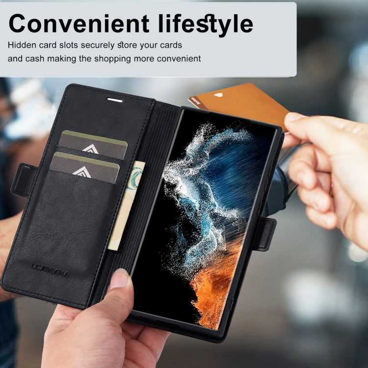 For Samsung Galaxy S23 Ultra 5G LC.IMEEKE RFID Anti-theft Leather Phone Case
