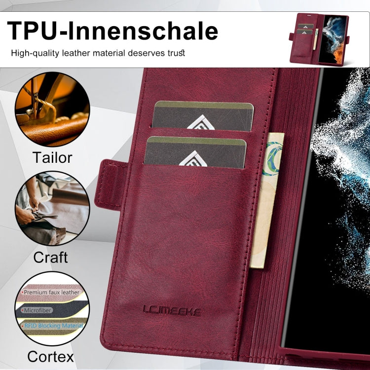 For Samsung Galaxy S23 Ultra 5G LC.IMEEKE RFID Anti-theft Leather Phone Case