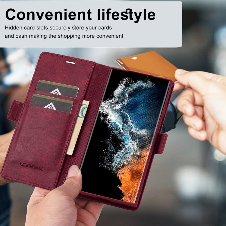 For Samsung Galaxy S23 Ultra 5G LC.IMEEKE RFID Anti-theft Leather Phone Case