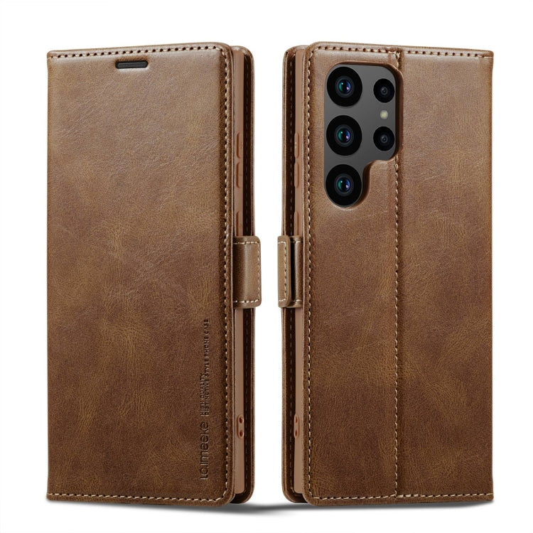 For Samsung Galaxy S23 Ultra 5G LC.IMEEKE RFID Anti-theft Leather Phone Case