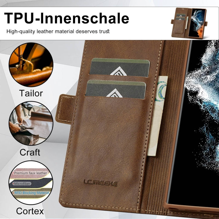 For Samsung Galaxy S23 Ultra 5G LC.IMEEKE RFID Anti-theft Leather Phone Case