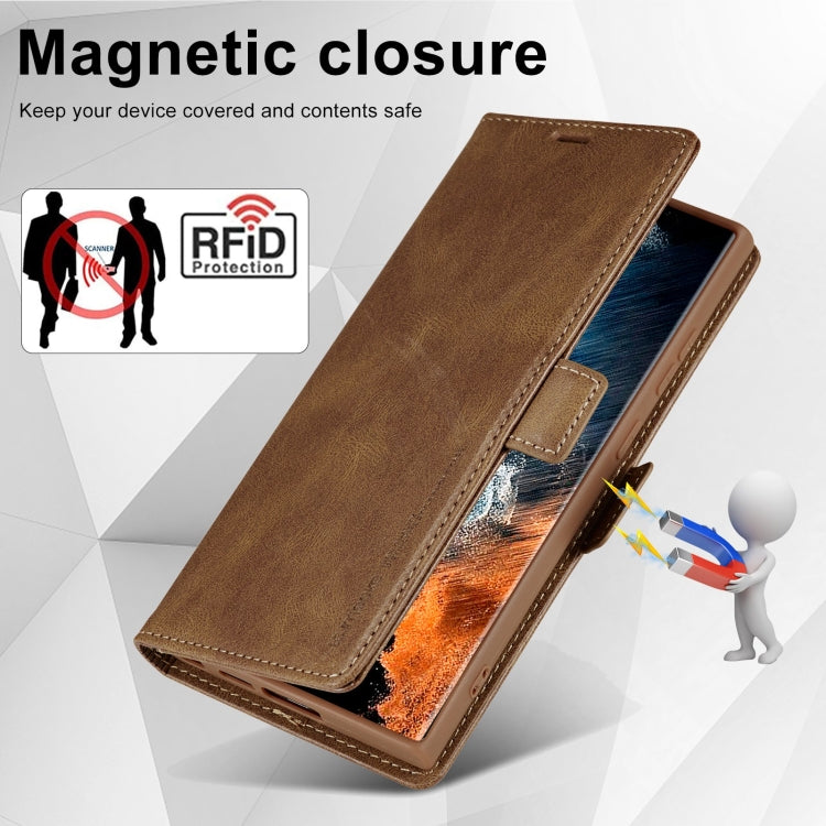 For Samsung Galaxy S23 Ultra 5G LC.IMEEKE RFID Anti-theft Leather Phone Case