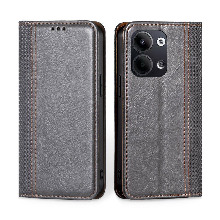 For OPPO Reno9 5G / Reno9 Pro 5G Grid Texture Magnetic Flip Leather Phone Case
