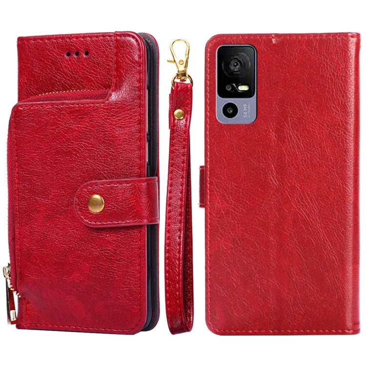 For TCL 40R 5G Zipper Bag Leather Phone Case