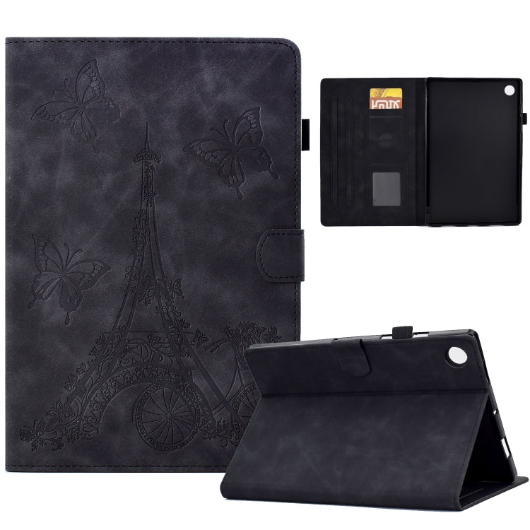 For Lenovo M10 Plus Tower Embossed Leather Smart Tablet Case