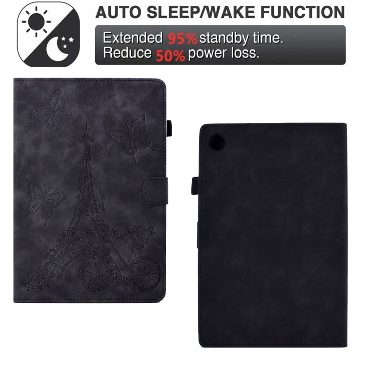 For Lenovo M10 Plus Tower Embossed Leather Smart Tablet Case