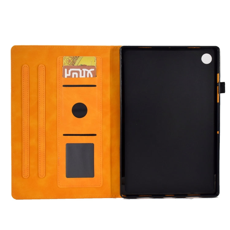 For Lenovo M10 Plus Tower Embossed Leather Smart Tablet Case