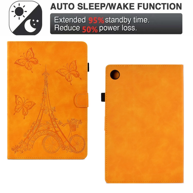 For Lenovo M10 Plus Tower Embossed Leather Smart Tablet Case