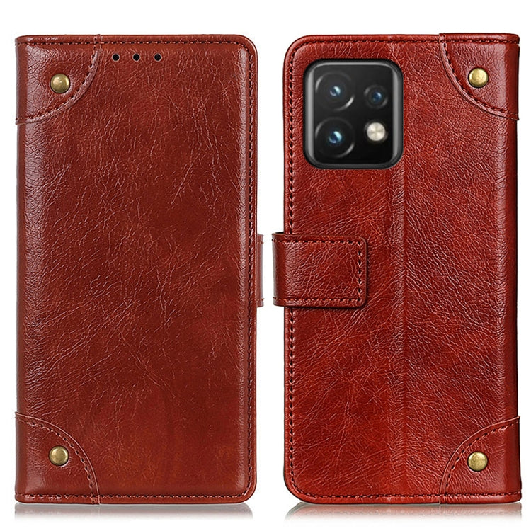 For Motorola Moto Edge 40 Pro 5G / X40 / X40 Pro Copper Buckle Nappa Texture Leather Phone Case