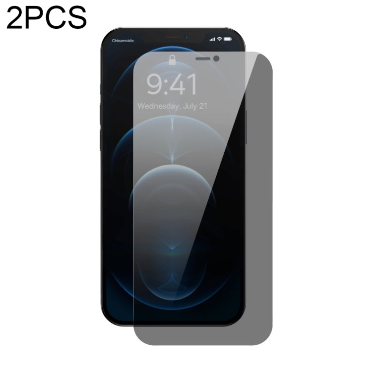 For iPhone 12 Pro Max 2pcs Baseus 0.3mm Crystal Peep-proof Explosion-proof Tempered Glass Film