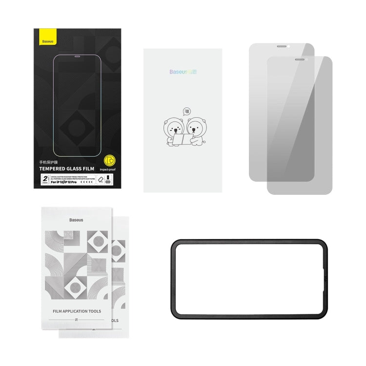 For iPhone 12 Pro Max 2pcs Baseus 0.3mm Crystal Peep-proof Explosion-proof Tempered Glass Film