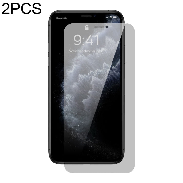 For iPhone XS Max/11 Pro Max 2pcs Baseus 0.3mm Crystal Peep-proof Explosion-proof Tempered Glass Film