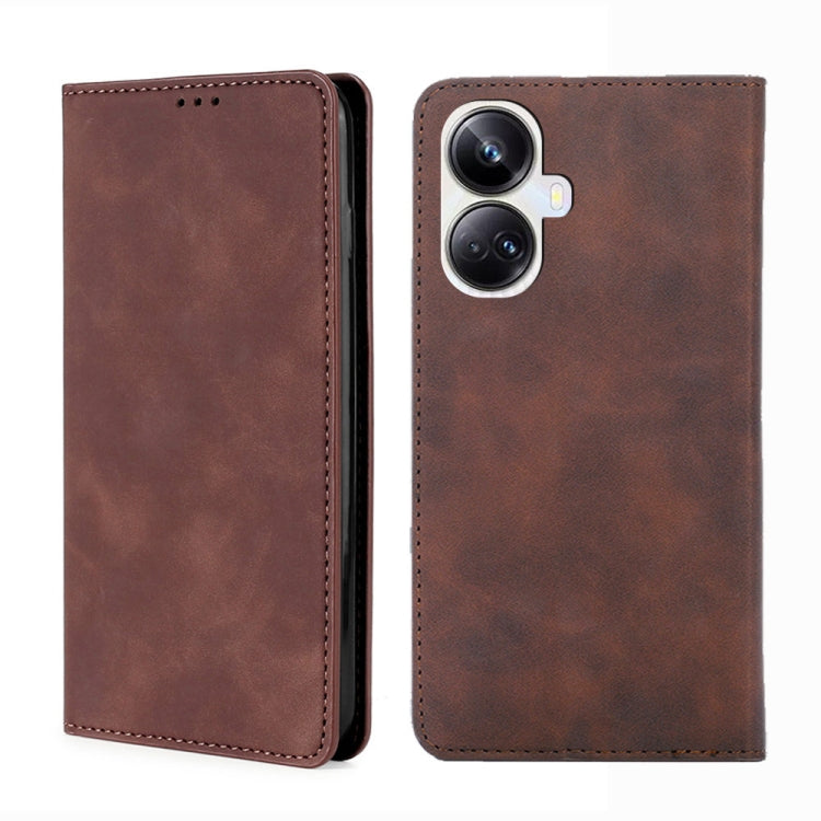 For Realme 10 Pro+ 5G Skin Feel Magnetic Horizontal Flip Leather Phone Case