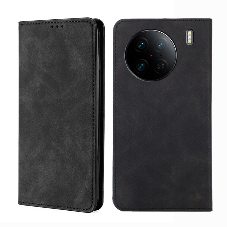 For vivo X90 Pro 5G Skin Feel Magnetic Horizontal Flip Leather Phone Case