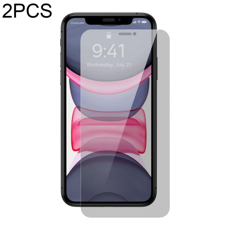 For iPhone 11/XR 2pcs Baseus 0.3mm Crystal Peep-proof Explosion-proof Tempered Glass Film
