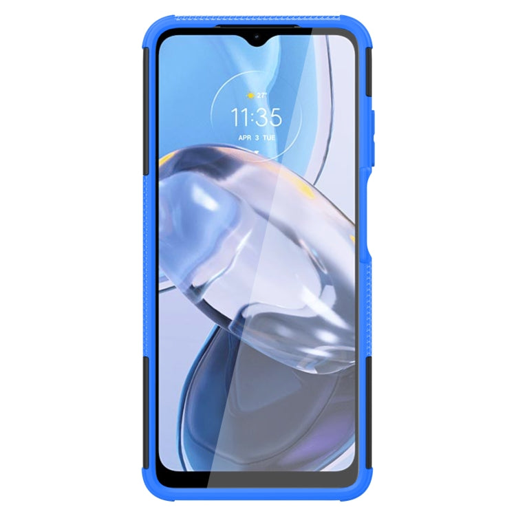 For Motorola Moto E22 Tire Texture TPU + PC Phone Case with Holder