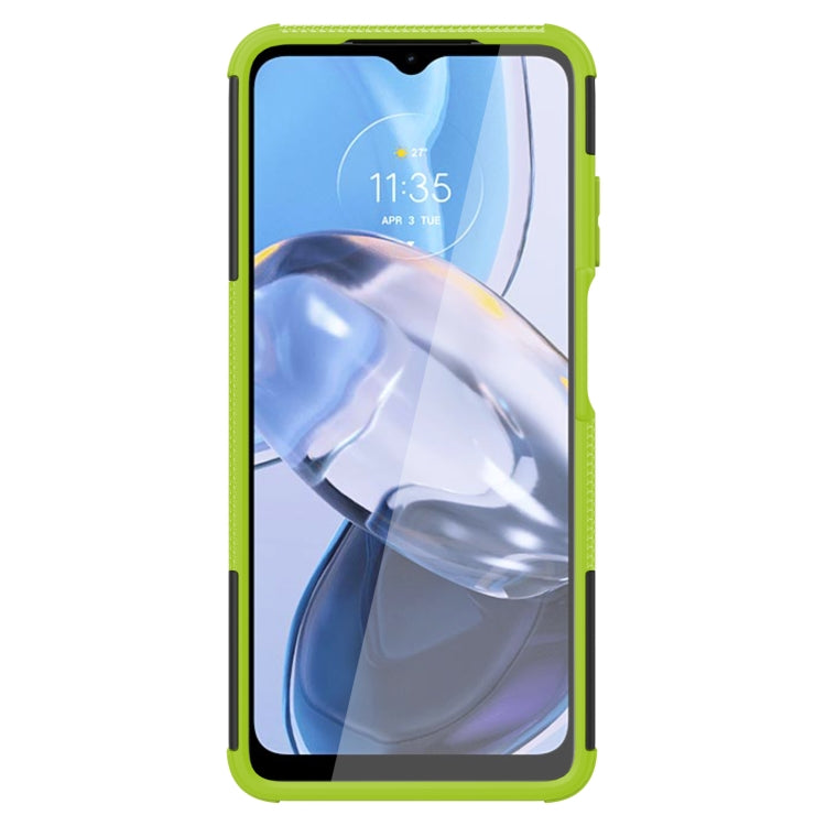 For Motorola Moto E22 Tire Texture TPU + PC Phone Case with Holder