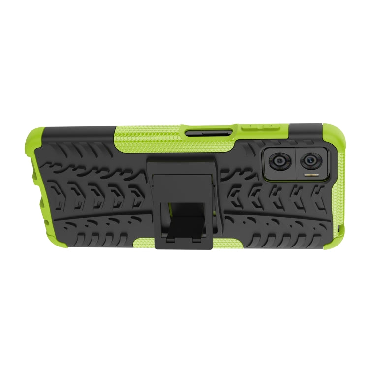 For Motorola Moto E22 Tire Texture TPU + PC Phone Case with Holder