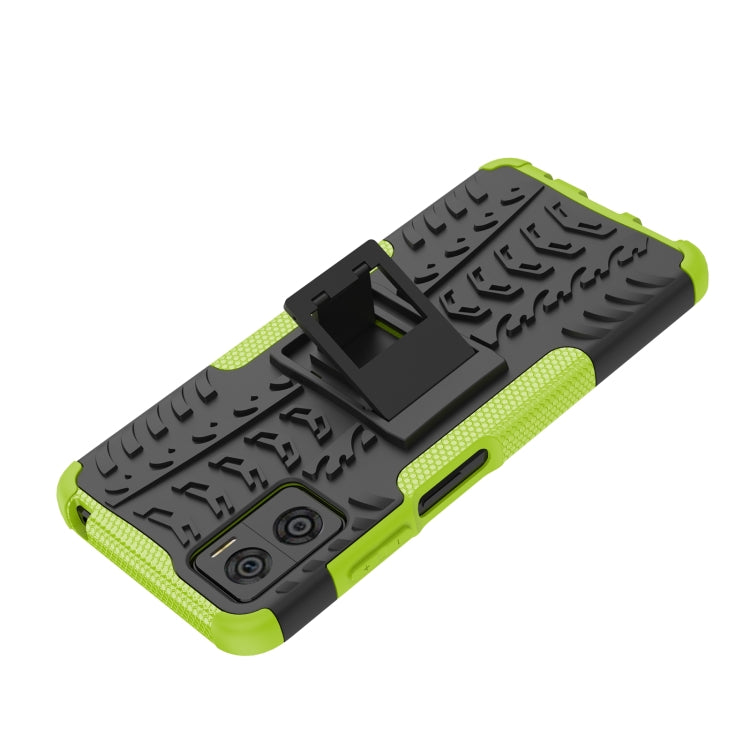 For Motorola Moto E22 Tire Texture TPU + PC Phone Case with Holder