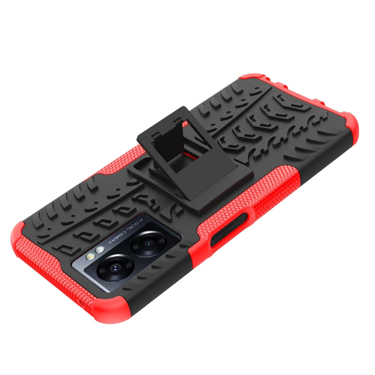 For OPPO A57 5G / OnePlus Nord N300 Tire Texture TPU + PC Phone Case with Holder