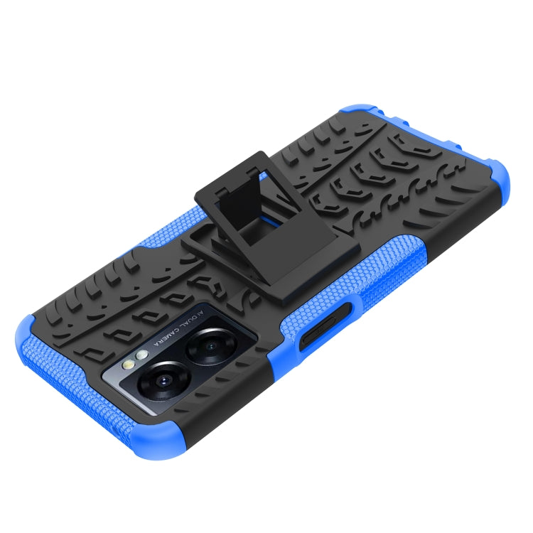 For OPPO A57 5G / OnePlus Nord N300 Tire Texture TPU + PC Phone Case with Holder