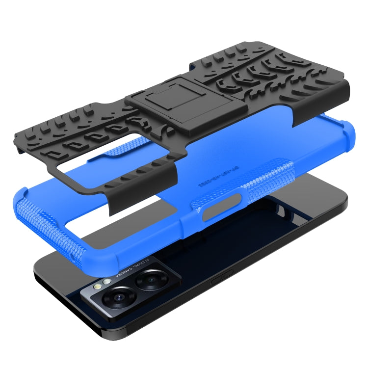 For OPPO A57 5G / OnePlus Nord N300 Tire Texture TPU + PC Phone Case with Holder