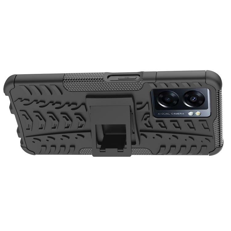 For OPPO A57 5G / OnePlus Nord N300 Tire Texture TPU + PC Phone Case with Holder