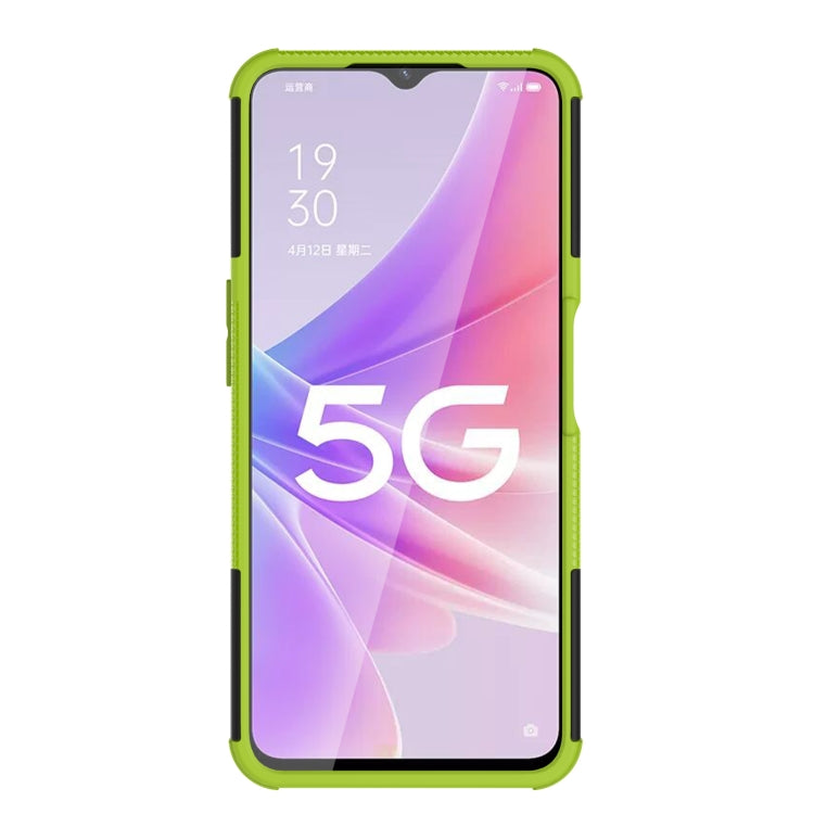 For OPPO A57 5G / OnePlus Nord N300 Tire Texture TPU + PC Phone Case with Holder