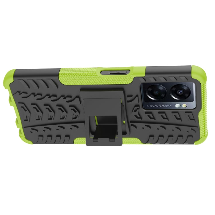 For OPPO A57 5G / OnePlus Nord N300 Tire Texture TPU + PC Phone Case with Holder