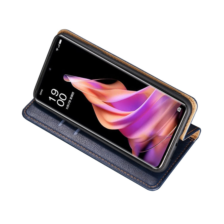 For OPPO Reno9 5G / Reno9 Pro 5G Gloss Oil Solid Color Magnetic Leather Phone Case