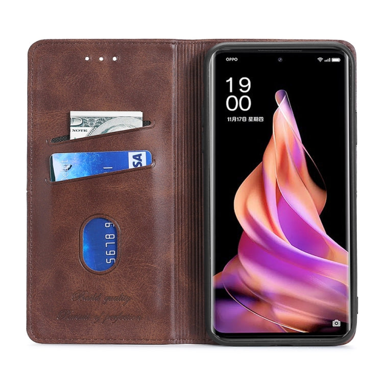 For OPPO Reno9 5G / Reno9 Pro 5G Cow Texture Magnetic Horizontal Flip Leather Phone Case