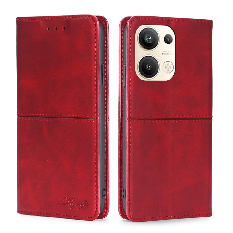 For OPPO Reno9 Pro+ 5G Cow Texture Magnetic Horizontal Flip Leather Phone Case