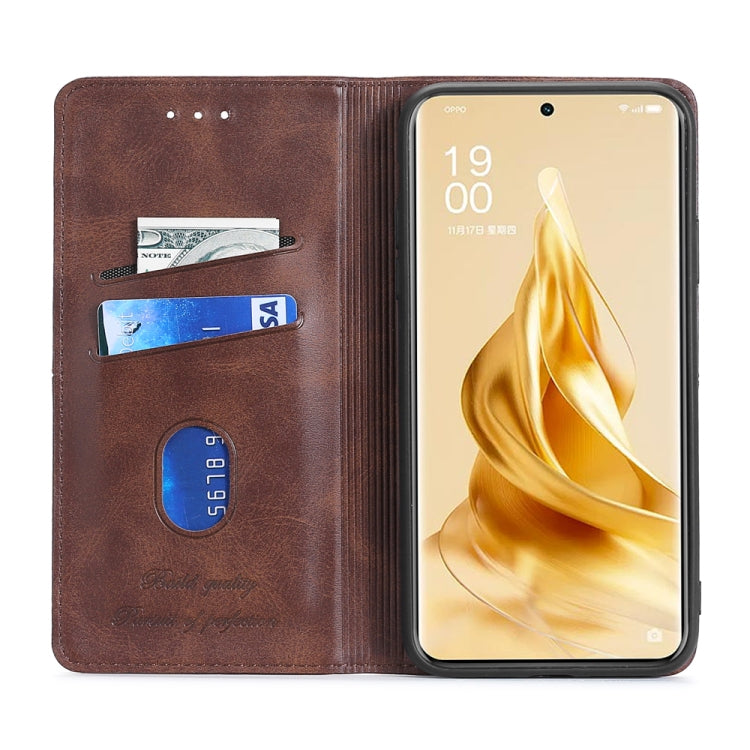 For OPPO Reno9 Pro+ 5G Cow Texture Magnetic Horizontal Flip Leather Phone Case