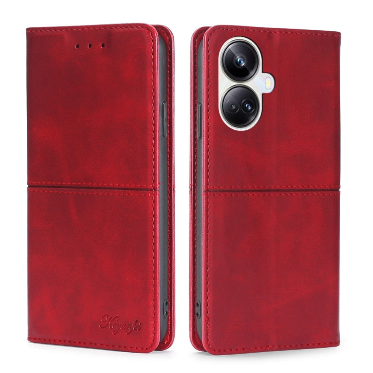 For Realme 10 Pro+ 5G Cow Texture Magnetic Horizontal Flip Leather Phone Case