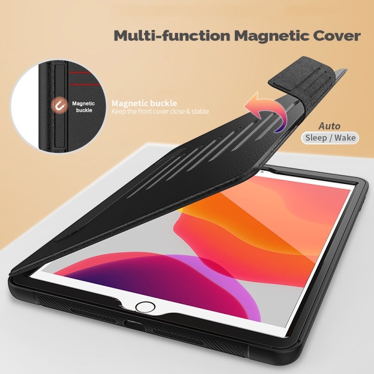 For iPad 10.2 PU + PC Horizontal Flip Magnetic Leather Case with Holder & Card Slot & Pen Slot & Sleep / Wake-up Function