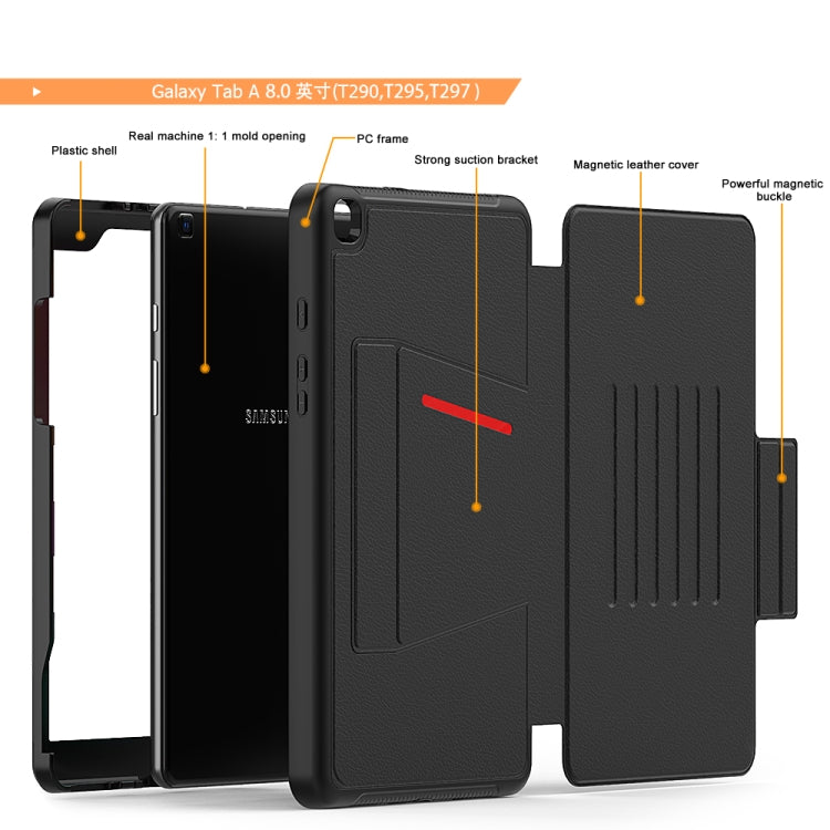 For Galaxy Tab A 8.0 (2019) T290 PU + PC Horizontal Flip Magnetic Leather Case with Holder & Card Slot & Pen Slot & Sleep / Wake-up Function
