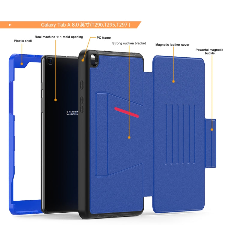 For Galaxy Tab A 8.0 (2019) T290 PU + PC Horizontal Flip Magnetic Leather Case with Holder & Card Slot & Pen Slot & Sleep / Wake-up Function