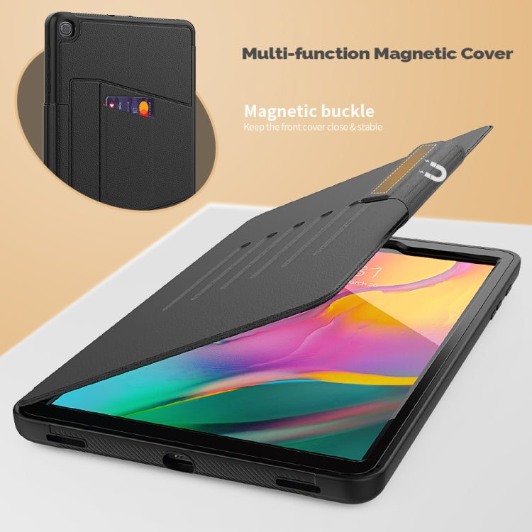 For Galaxy Tab A 10.1 (2019) T510 PU + PC Horizontal Flip Magnetic Leather Case with Holder & Card Slot & Pen Slot & Sleep / Wake-up Function