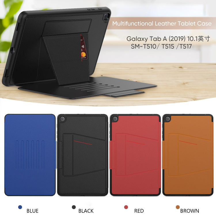 For Galaxy Tab A 10.1 (2019) T510 PU + PC Horizontal Flip Magnetic Leather Case with Holder & Card Slot & Pen Slot & Sleep / Wake-up Function