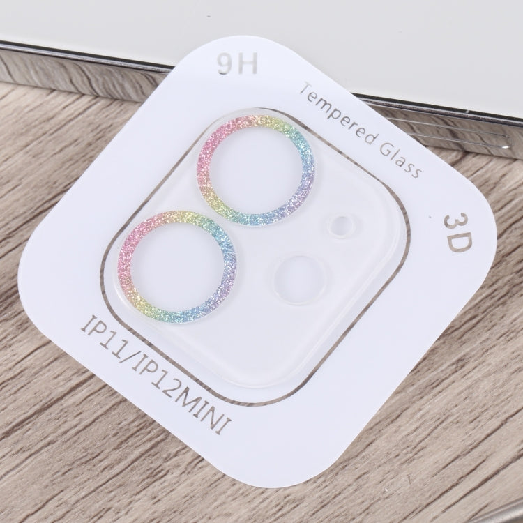 For iPhone 12 Glitter Ring Tempered Glass Camera Lens Film