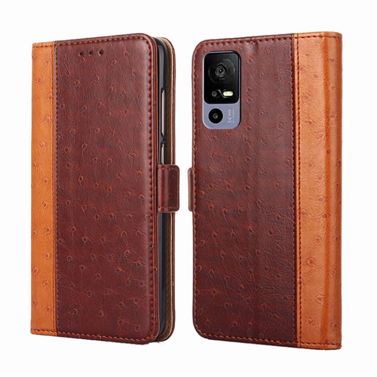 For TCL 40R 5G Ostrich Texture Flip Leather Phone Case