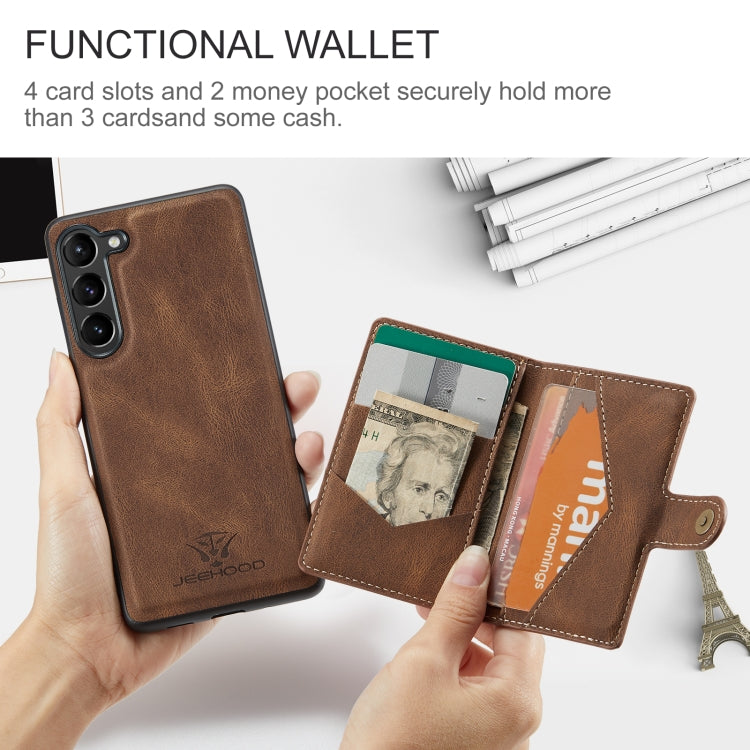 For Samsung Galaxy S23+ 5G JEEHOOD Retro Magnetic Detachable Wallet Phone Case
