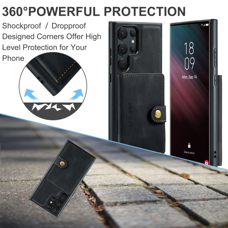 For Samsung Galaxy S23 Ultra 5G JEEHOOD Retro Magnetic Detachable Wallet Phone Case
