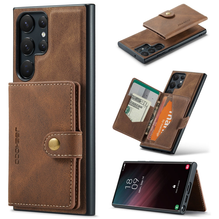 For Samsung Galaxy S23 Ultra 5G JEEHOOD Retro Magnetic Detachable Wallet Phone Case