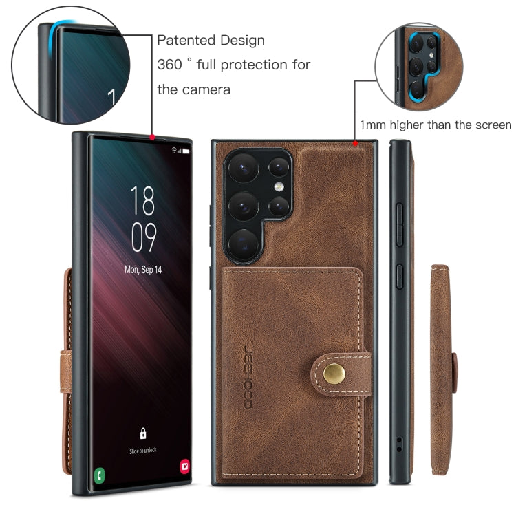 For Samsung Galaxy S23 Ultra 5G JEEHOOD Retro Magnetic Detachable Wallet Phone Case
