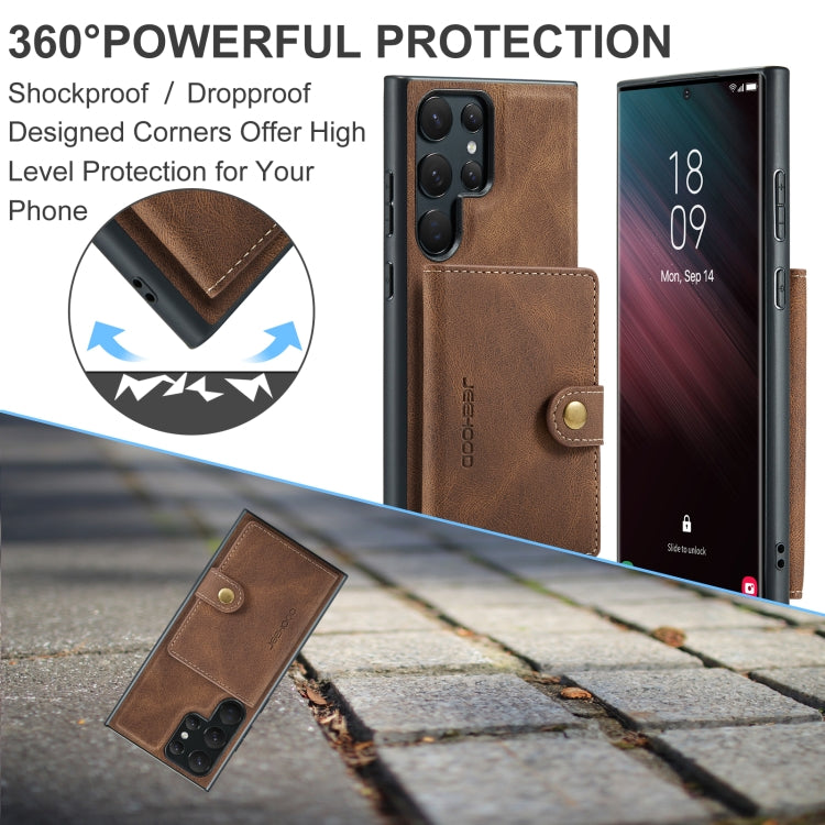 For Samsung Galaxy S23 Ultra 5G JEEHOOD Retro Magnetic Detachable Wallet Phone Case